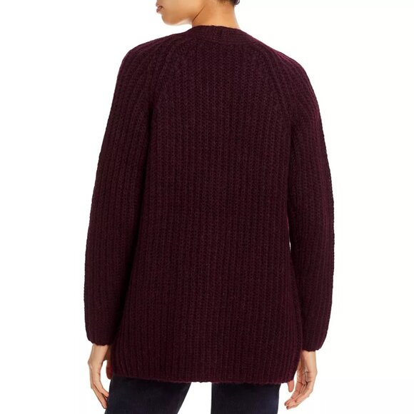 Vince Ribbed Wool Blend Pocket Cardigan H Plum Wine Size XXXL NEW NWT - Picture 10 of 10
